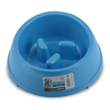 M-Pets Melamine High Back Slow Down Bowl For Dog, 1400Ml (Blue)