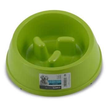 M-Pets Melamine High Back Slow Down Bowl For Dog, 1400Ml (Green)