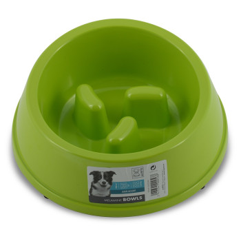M-Pets Melamine High Back Slow Down Bowl For Dog, 900Ml (Green)