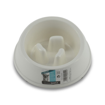 M-Pets Melamine High Back Slow Down Bowl For Dog, 250Ml (White)