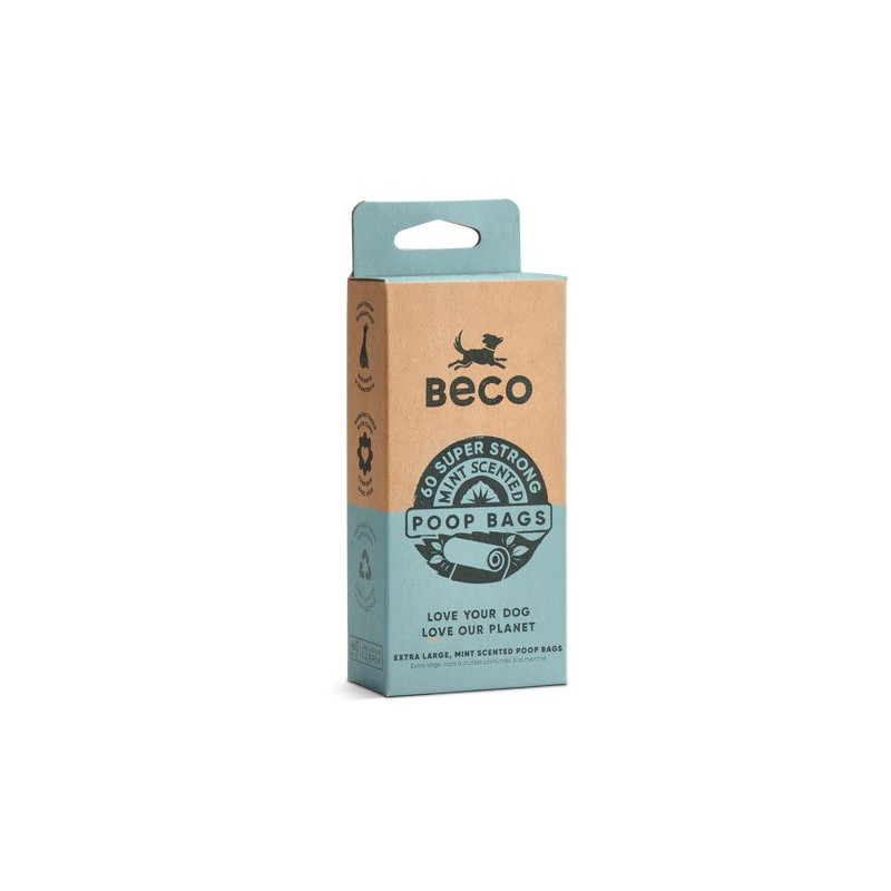 Beco Super Strong Mint Scented Poop Bags For Dogs, 60 Pcs