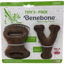 Benebone Wishbone And Dental Chew Bacon Flavour For Aggressive Chewers, Pack Of 2, Brown