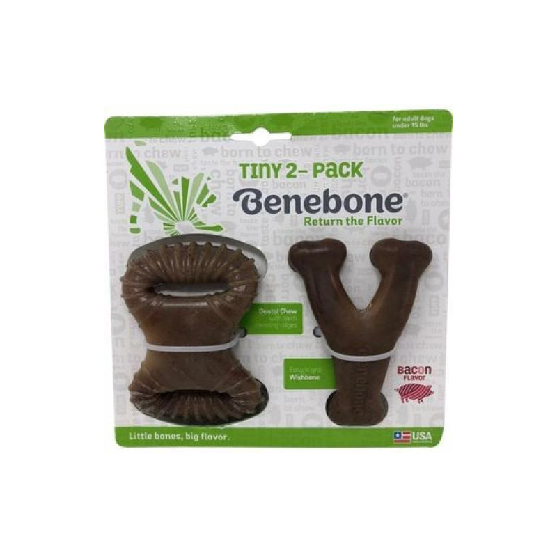 Benebone Wishbone And Dental Chew Bacon Flavour For Aggressive Chewers, Pack Of 2, Brown