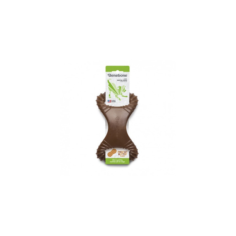Benebone Dental Dog Chew Toy For Aggressive Chewers, Peanut Flavour, Small, Brown
