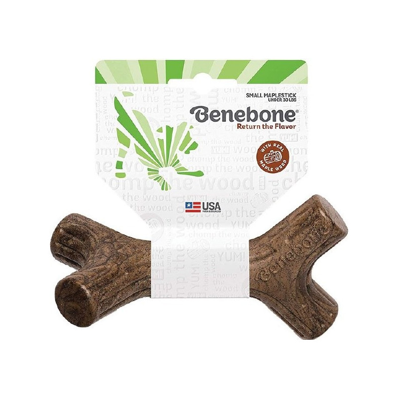 Benebone Maplestick Dog Chew Toy For Aggressive Chewer With Real Maplewood, Small, Brown