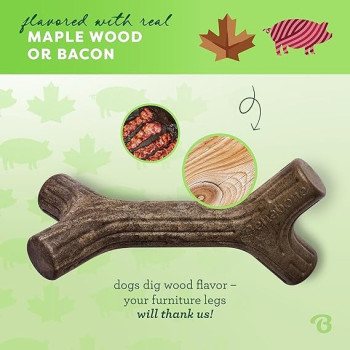 Benebone Maplestick Dog Chew Toy For Aggressive Chewer With Real Maplewood, Giant, Brown