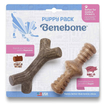Benebone Puppy Pack Maple Stick And Zaggler Bacon Flavor, Pack Of 2, Brown