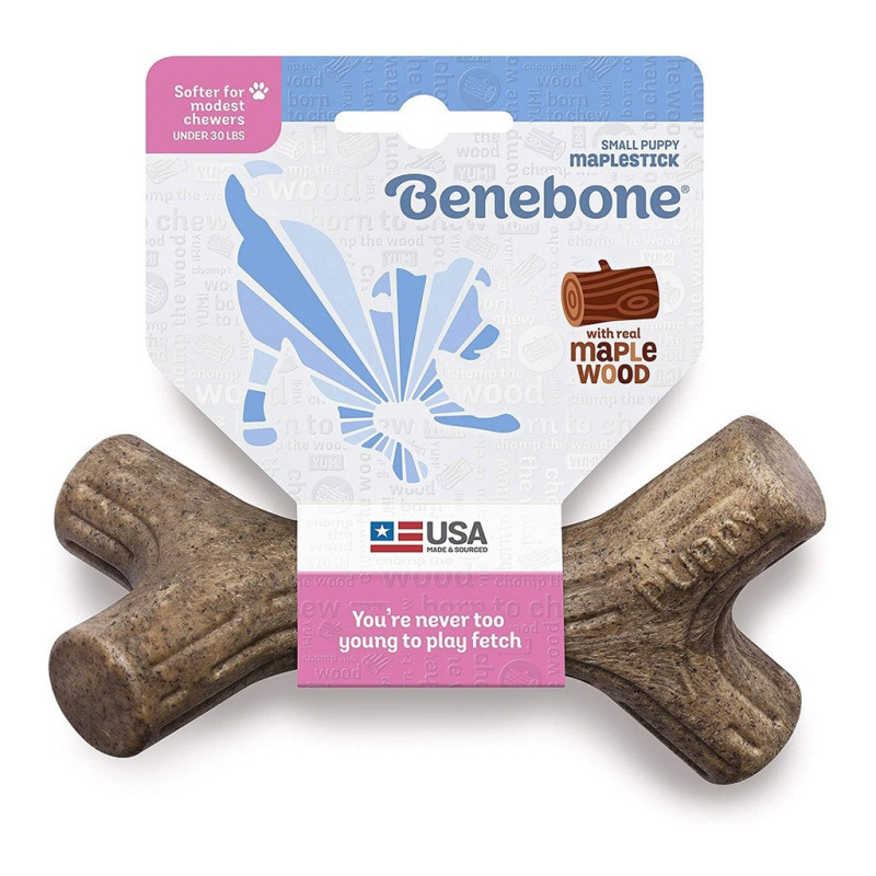 Benebone Puppy Maplestick Dog Chew Toy Softer For Modest Chewers, Small, Brown