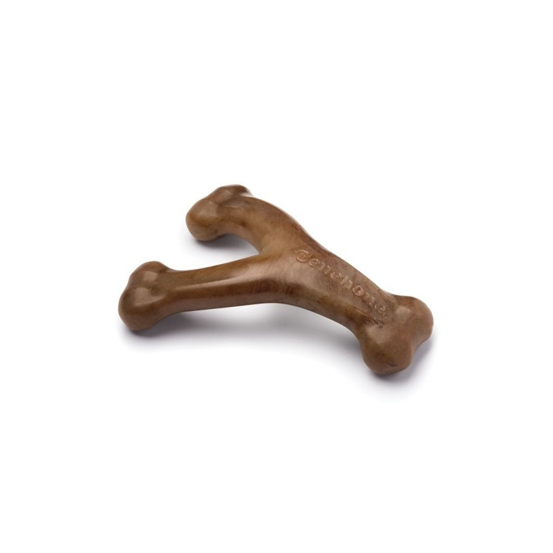 Benebone Wishbone Dog Chew Toy For Aggressive Chewer Bacon Flavour, Large, Brown