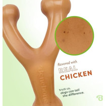 Benebone Wishbone Dog Chew Toy For Aggressive Chewer Chicken Flavour, Small, Brown