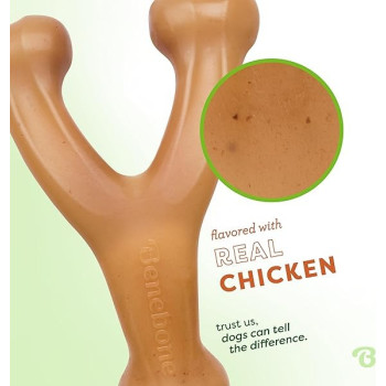 Benebone Wishbone Dog Chew Toy For Aggressive Chewer Chicken Flavour, Giant, Brown