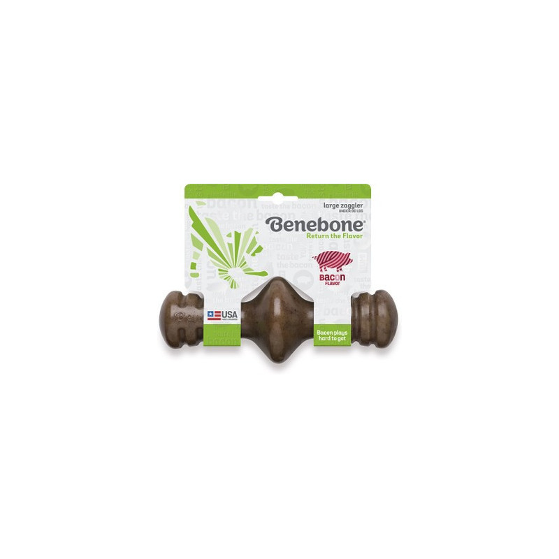 Benebone Zaggler Rolling Dog Chew Toy For Aggressive Chewer Bacon Flavour, Large, Brown