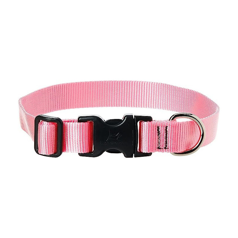 Lupinepet 12-20 Inch Basics Adjustable Collar, 1 Inch Width For Big Dogs, Pink