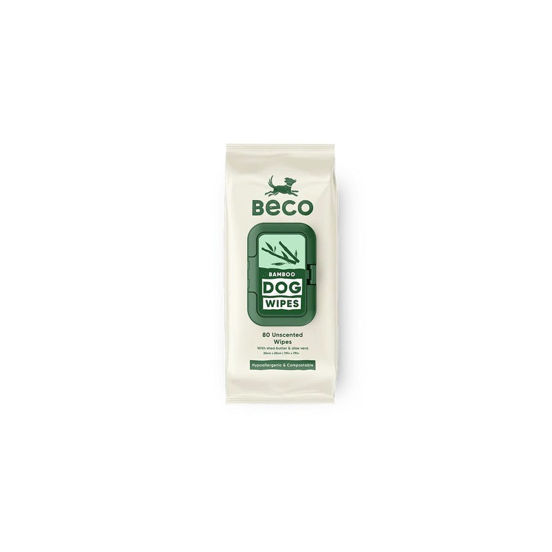 Beco Bamboo Dog Wipes, 80 Unscented Wipes