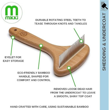 Bamboo Anti-Tangle Rake, Dematting Shedding Tool, Removes Knots, Tangles, Medium