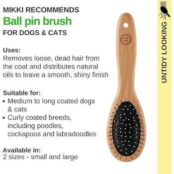 Mikki Bamboo Ball Pin Brush, For Grooming Dog And Cat, Small