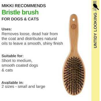 Mikki Bamboo Bristle Brush For Grooming Dog, Cat, Puppy, Small