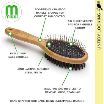 Mikki Bamboo Combi Brush Eco-Friendly Bamboo, Comfortable Bristles, Large