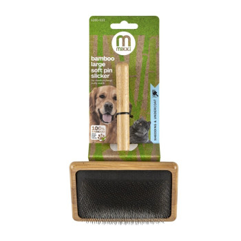 Mikki Bamboo Soft Pin Slicker Brush For Dog, Cat, Puppy, Large
