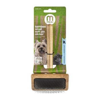 Mikki Bamboo Soft Pin Slicker For Dog, Cat, Puppy, Small