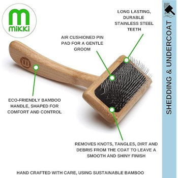 Mikki Bamboo Soft Pin Slicker For Dog, Cat, Puppy, Small