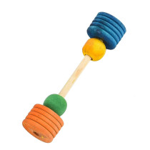 Collapet Barbell With Birds Wooden Toy, Multicolour