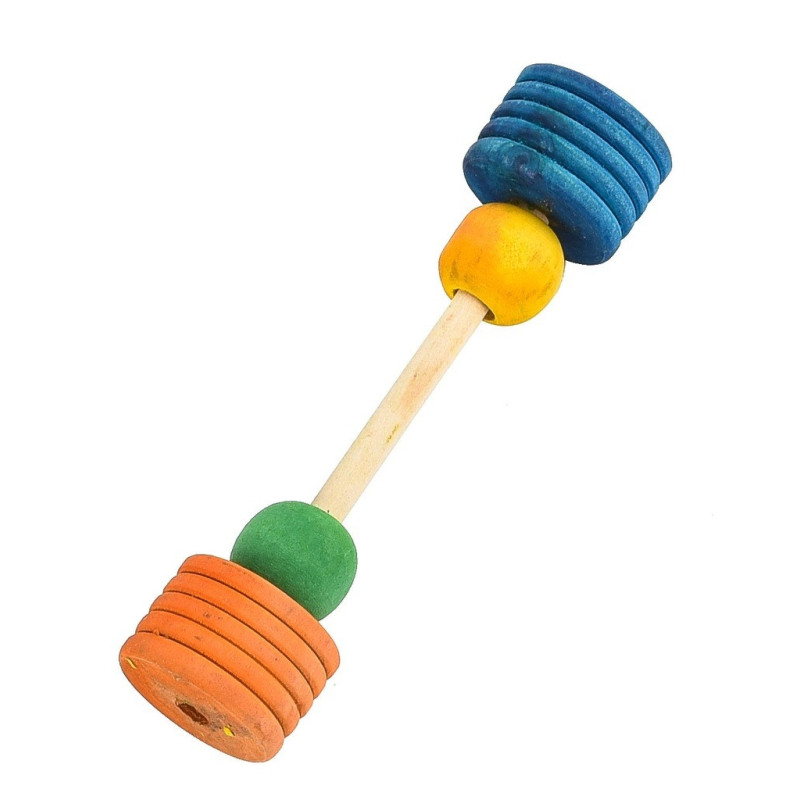 Collapet Barbell With Birds Wooden Toy, Multicolour