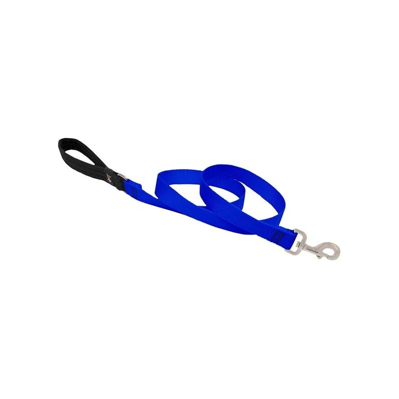 Lupinepet Basic Solids Padded Handle Dog Leash Thick, Blue, 4Ft