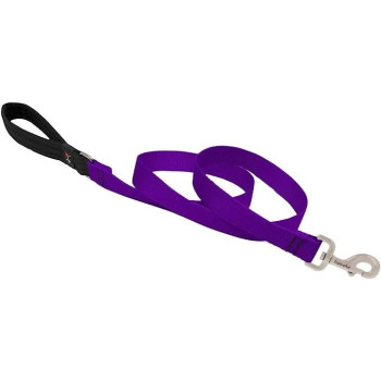 Lupinepet Basic Solids Padded Handle Dog Leash Thick, Purple, 4Ft