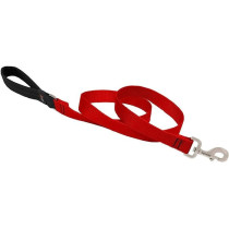 Lupinepet Basic Solids Padded Handle Dog Leash Thick, Red, 4Ft