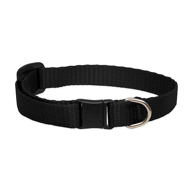 Lupinepet Basic Solids Safety Cat Collar Adjustable Fit, Black, 1/2 Inch