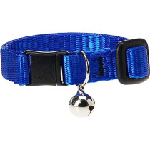 Lupinepet Basic Solids Safety Cat Collar With Bell, Blue, 1/2 Inch