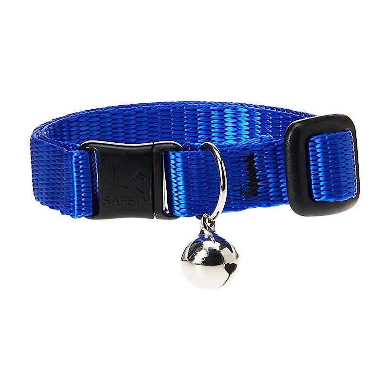 Lupinepet Basic Solids Safety Cat Collar With Bell, Blue, 1/2 Inch