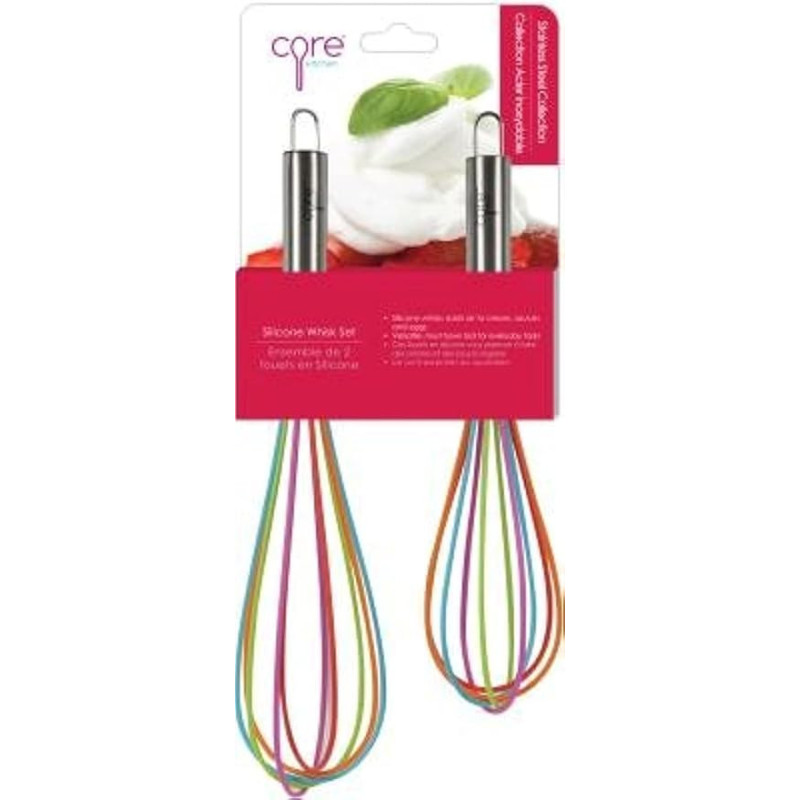 Core Kitchen Kitchen Stainless Steel & Silicone Whisk Set , 2 Piece, Rainbow