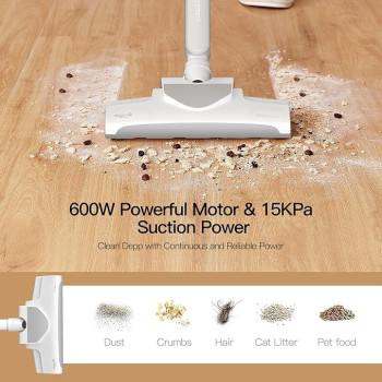 Deerma DX700 2-In-1 Handheld Vacuum Cleaner With Large Capacity Dust Box Low Noise Triple Filter Vertical Dust Collector 800ml, Multi-Function - White