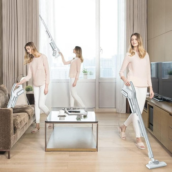Deerma DX700 2-In-1 Handheld Vacuum Cleaner With Large Capacity Dust Box Low Noise Triple Filter Vertical Dust Collector 800ml, Multi-Function - White