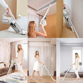 Deerma DX700 2-In-1 Handheld Vacuum Cleaner With Large Capacity Dust Box Low Noise Triple Filter Vertical Dust Collector 800ml, Multi-Function - White