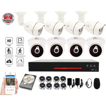UK PLUS 1080P 8Ch Home Security Camera System, Surveillance Dvr Kit With 8 Bullet Indoor Camera/Outdoor Camera (1Tb Hard Drive)