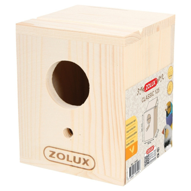 Zolux Bird Nesting Box Classic 125, Providing A Cozy, Secure Environment For Nesting, Brown