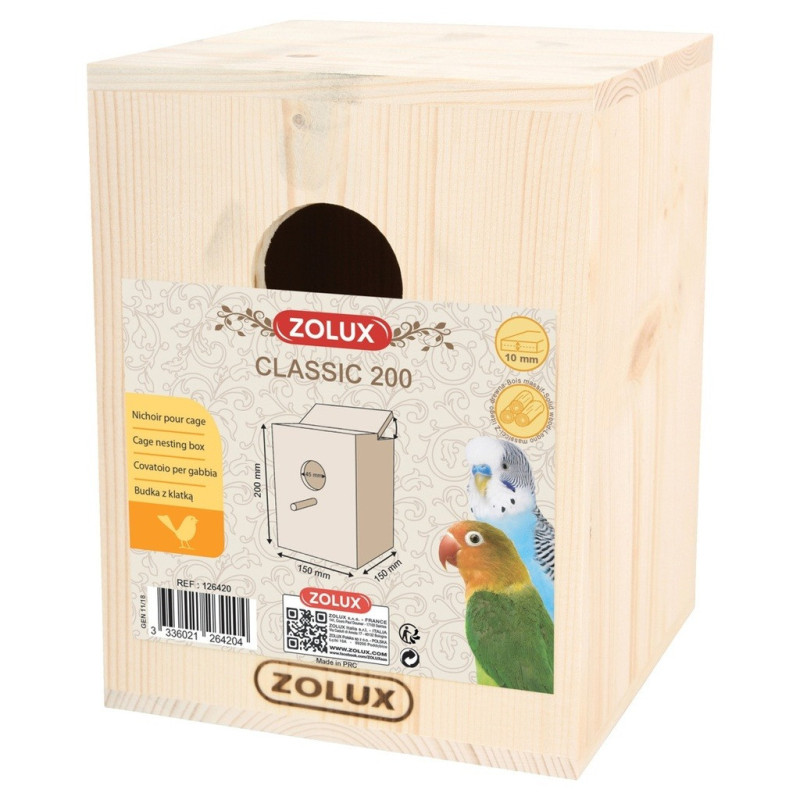 Zolux Bird Nesting Box Classic 200 Providing A Cozy, Secure Environment For Nesting, Brown