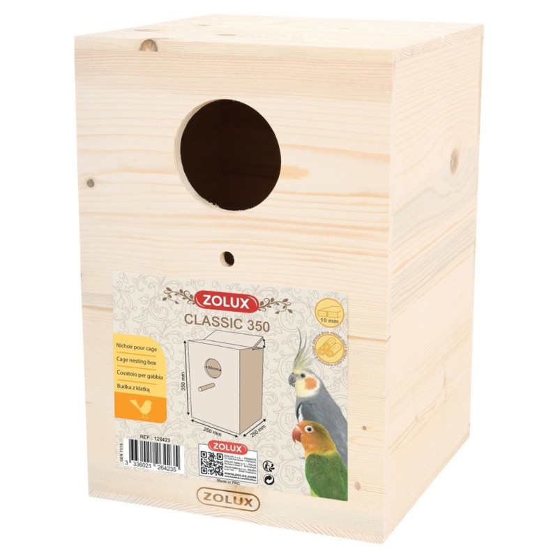 Zolux Bird Nesting Box Classic 350 Providing A Cozy, Secure Environment For Nesting, Brown