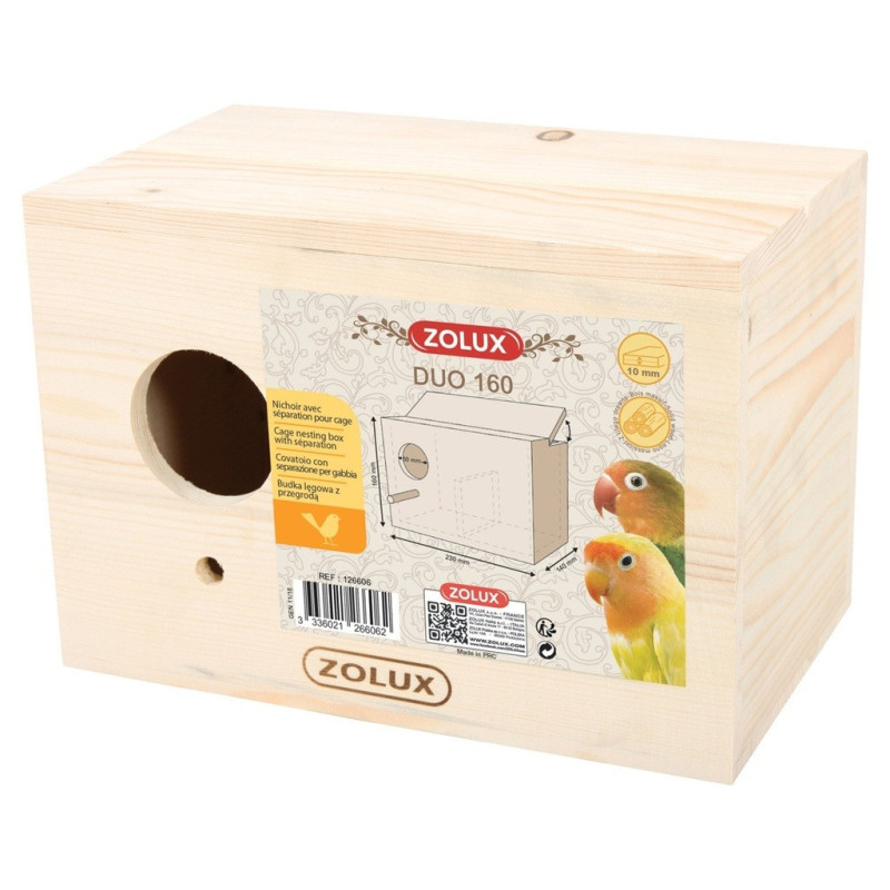 Zolux Bird Nesting Box Duo 160 Providing A Cozy, Secure Environment For Nesting, Brown