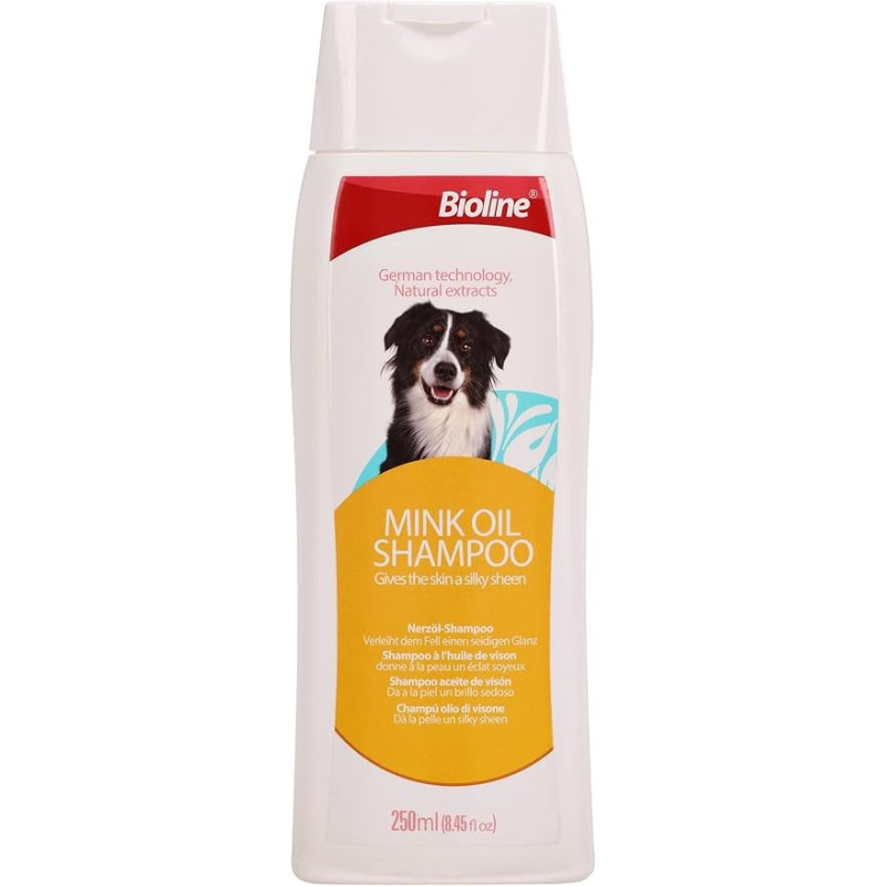 Bioline Mink Oil Dog Shampoo, Gives The Skin A Silky Sheen, 250 Ml