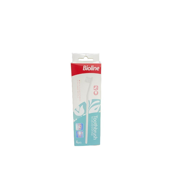Bioline Toothbrush For Cat And Puppy, Set 4 Pieces