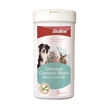 Bioline Universal Cosmetic Wipes For Pets, 30 Pieces