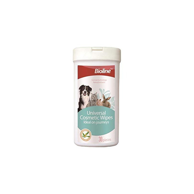 Bioline Universal Cosmetic Wipes For Pets, 30 Pieces