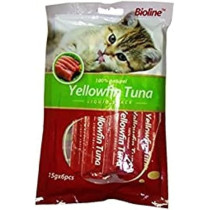 Bioline Cat Treats, Natural Liquid Snack, Yellowfin Tuna, 6 X 15Gm