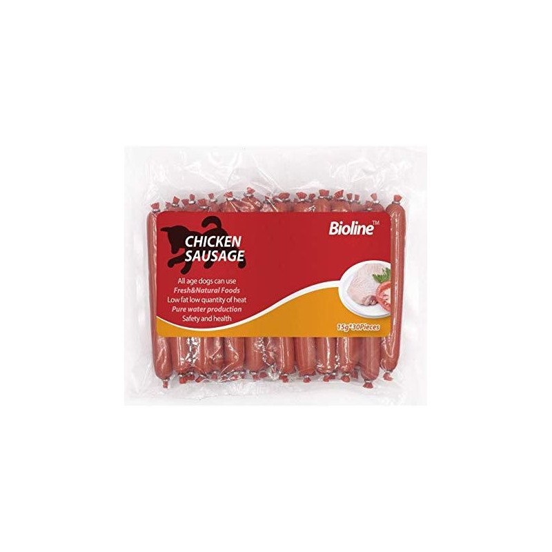 Bioline Chicken Sausage For Dogs With High-Quality Protein, 150 X 30