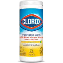 Clorox Disinfecting Wipes Crisp Lemon, Kills 99.9% of Viruses and Bacteria, Bleach Free, 35 Wet Wipes