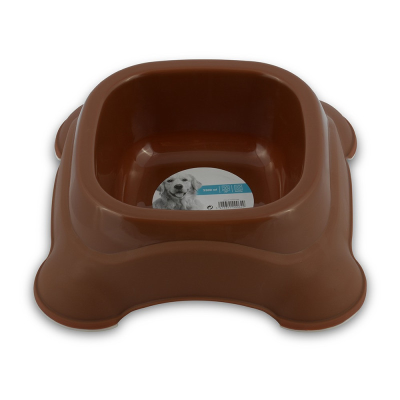 M-Pets Plastic Single Bowl For Dog, Anti-Slip, 2300Ml (Brown)